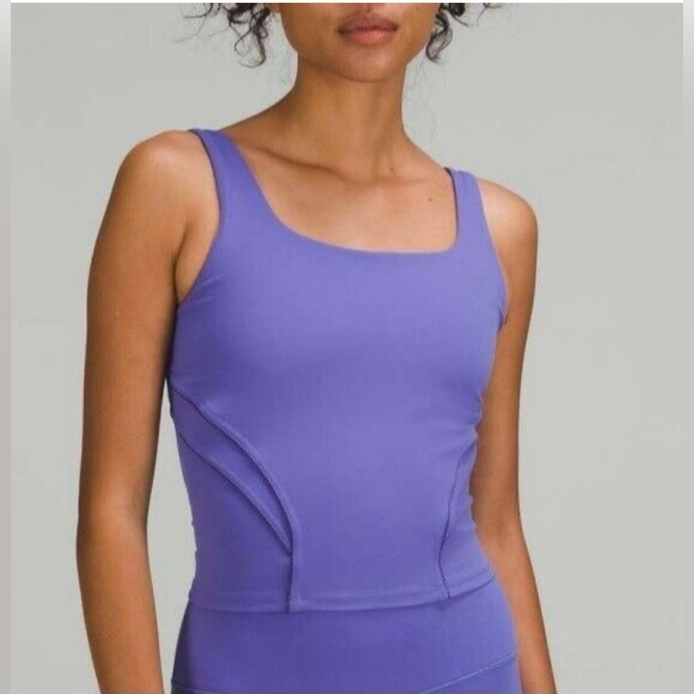 Lululemon Nulu and Mesh-Back Shelf-Bra Yoga Tank Top Charged Indigo